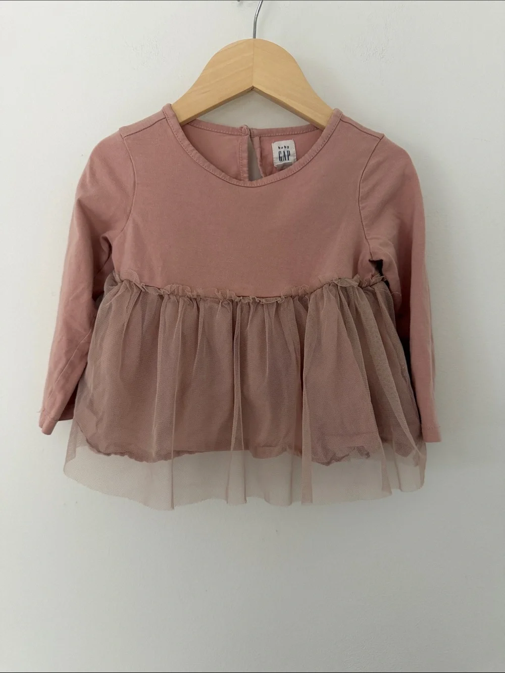 BABY GAP Girls' Dusty Rose Long-Sleeve Tulle Peplum Top ADORABLE 2T